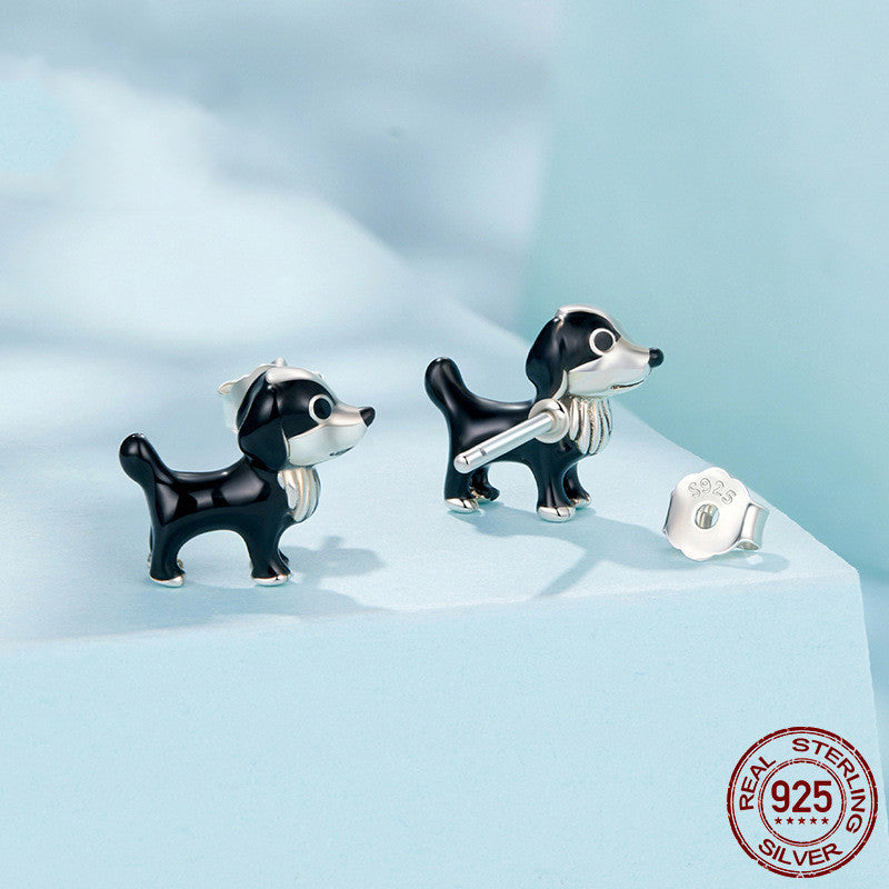 S925 Sterling Silver Puppy Ear Studs Earrings