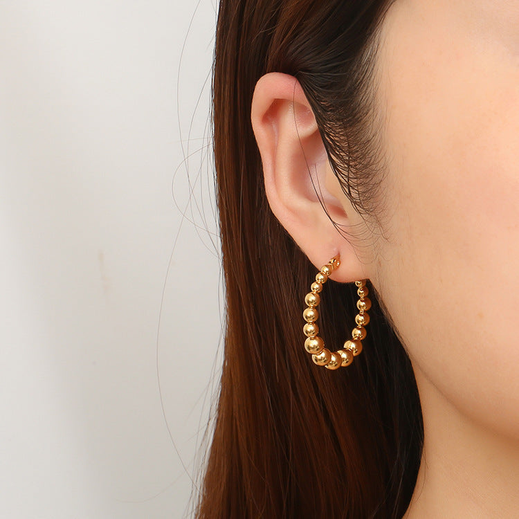 Stainless Steel Ball Bead Earrings Titanium Steel