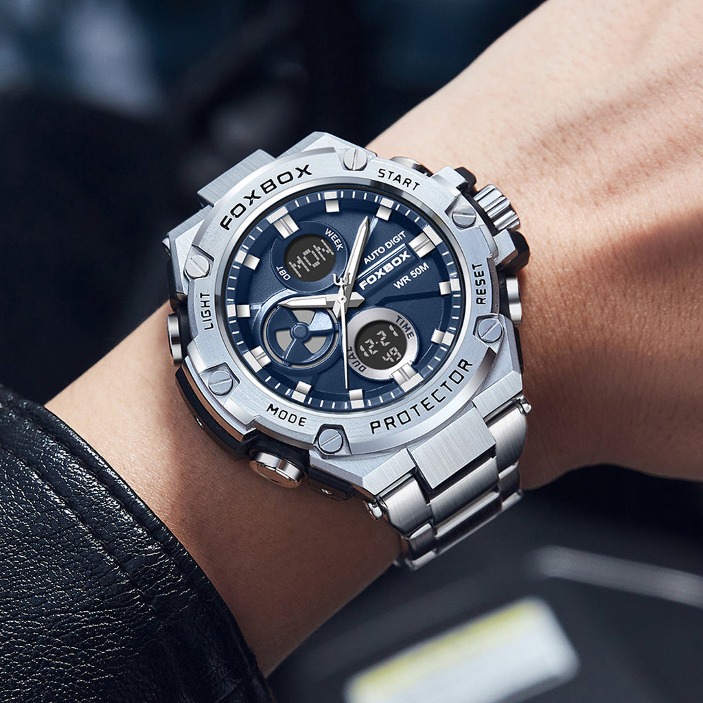 Fashion Double Display Luminous Electronic Watch Sports Quartz Steel Watch
