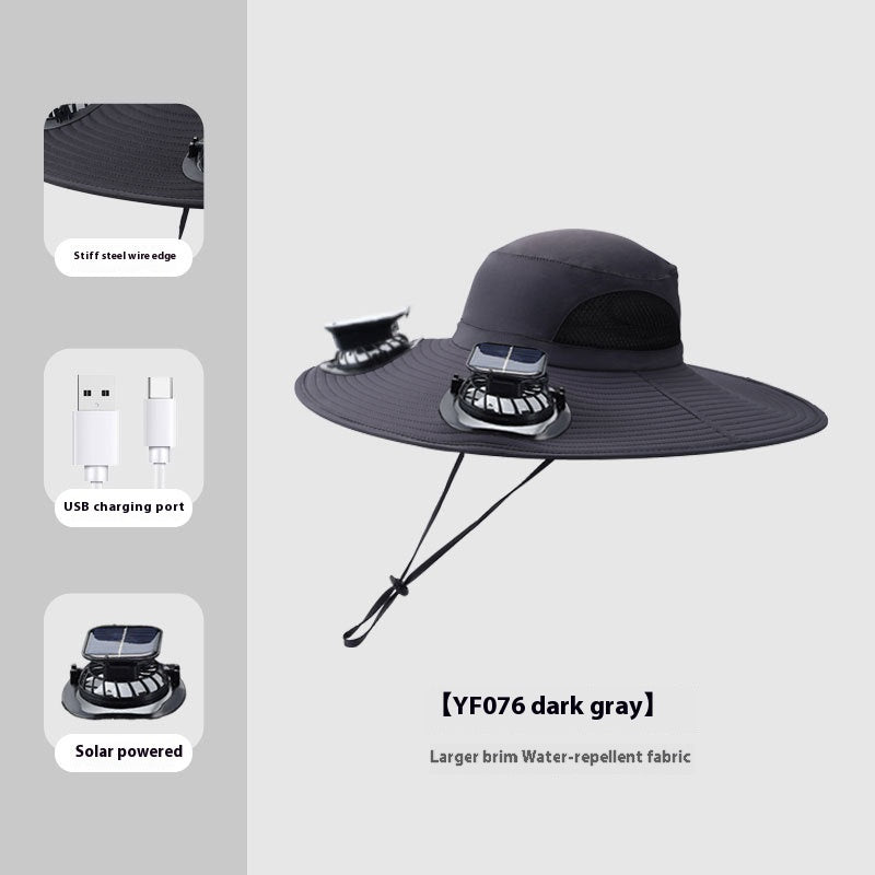 Solar Sunshade Cap With Fan Men's Outdoor Mountaineering Fishing Hat