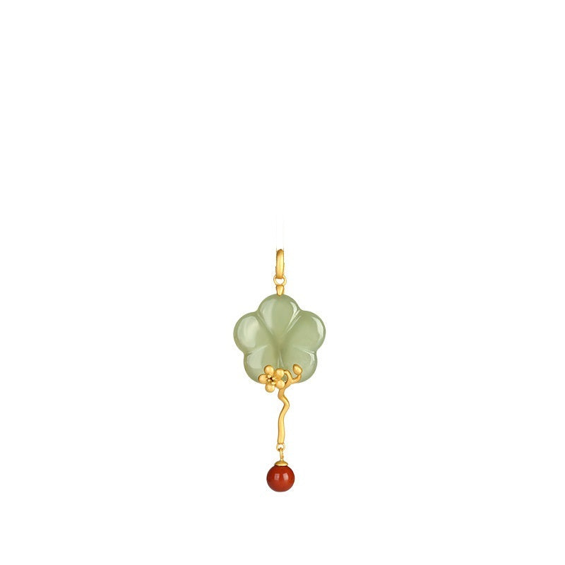 Flower Inlaid Natural Hetian Jade Clavicle Chain