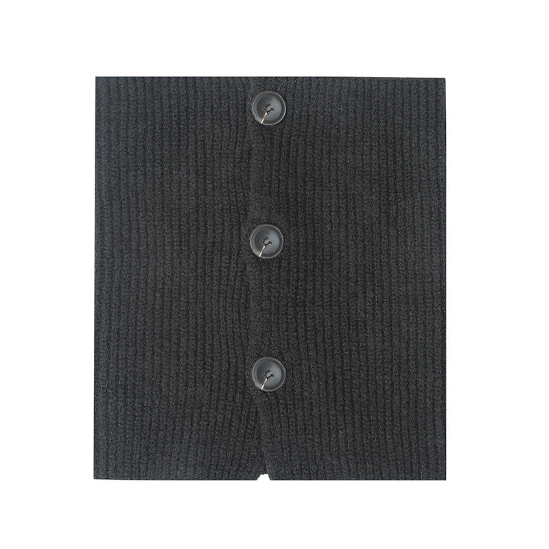 European And American Winter Korean Style Wool Solid Color Clip Flower Shaped Button Knitted Scarf