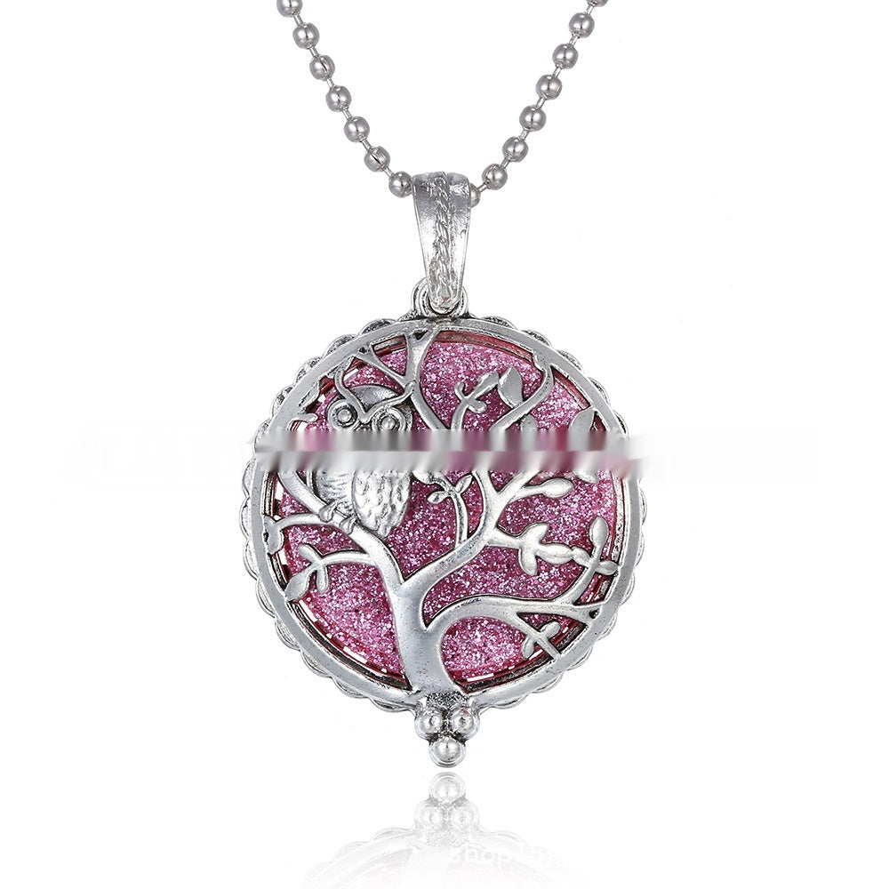 30mm Owl Essential Oil Diffusion Hollow Couple Lucky Tree Magnet Perfume Box Pendant