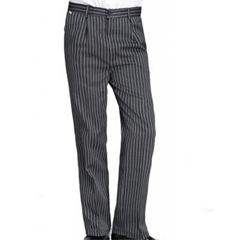 Kitchen Striped Chef's Pants And Dining Room Elastic Pants