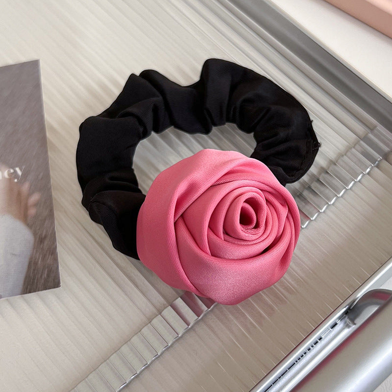 Handmade Satin Rose Hair Ring Headdress High Elasticity