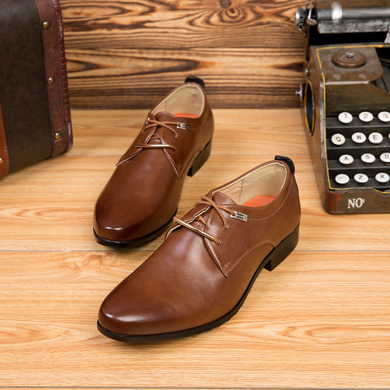 Business Formal Men's British Leather Shoes Lace-up Casual Shoes