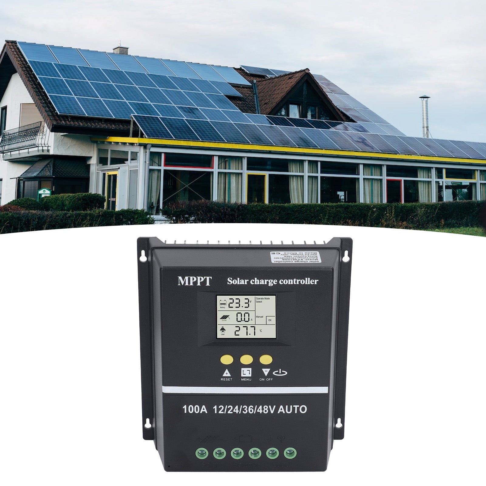 Support pan European shipping--100A MPPT Dual USB Solar Charge Controller 12V 24V 36V 48V Solar Panel Lead Acid Lithium Battery Regulator Stabilizer Charger