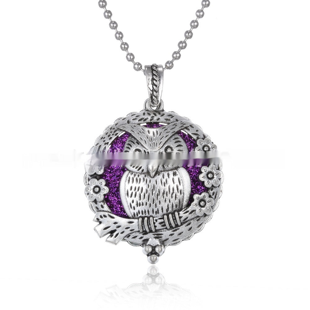 30mm Owl Essential Oil Diffusion Hollow Couple Lucky Tree Magnet Perfume Box Pendant
