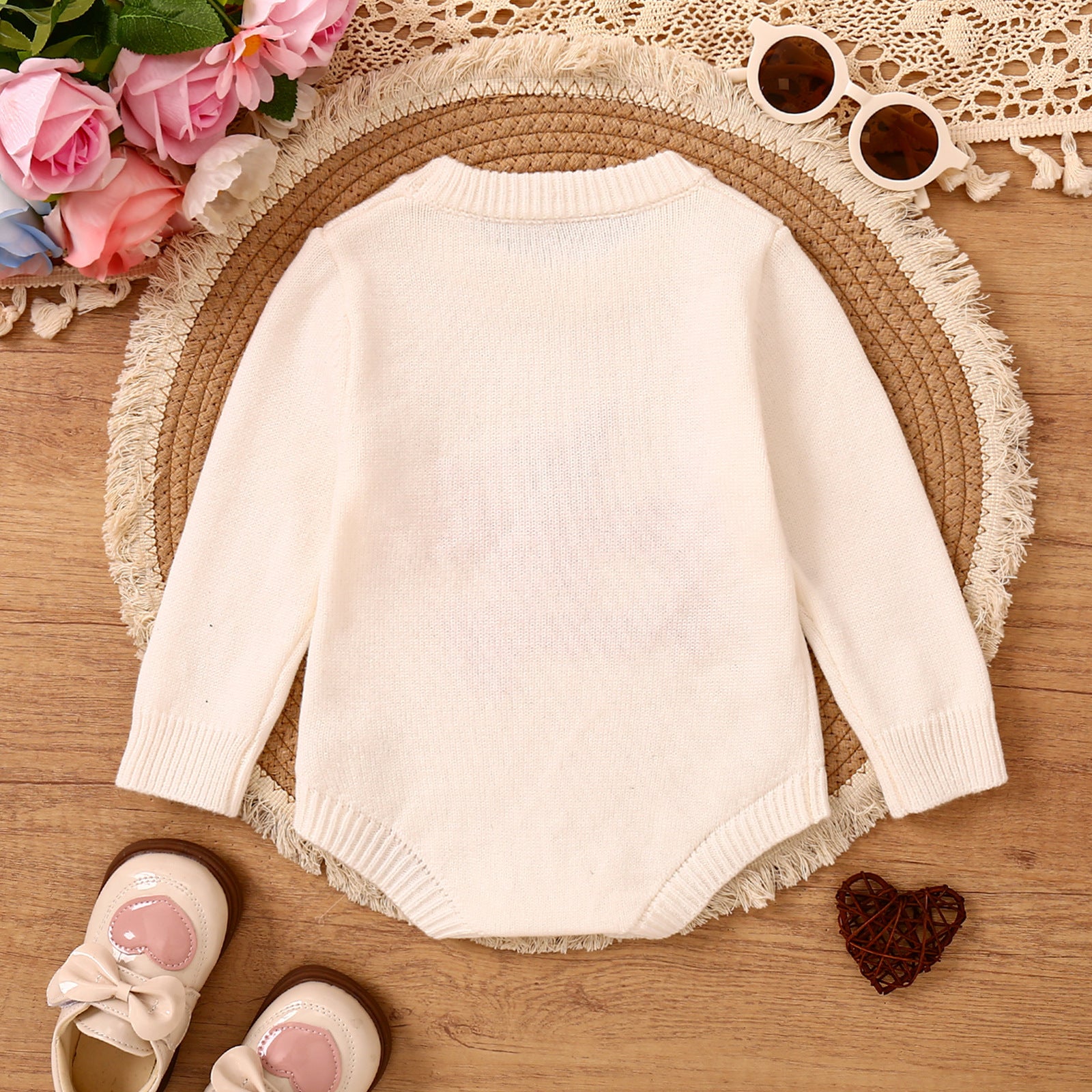 Children's Romper Easter Rabbit Ear Letter Embroidery Round Neck Long Sleeve Sweater