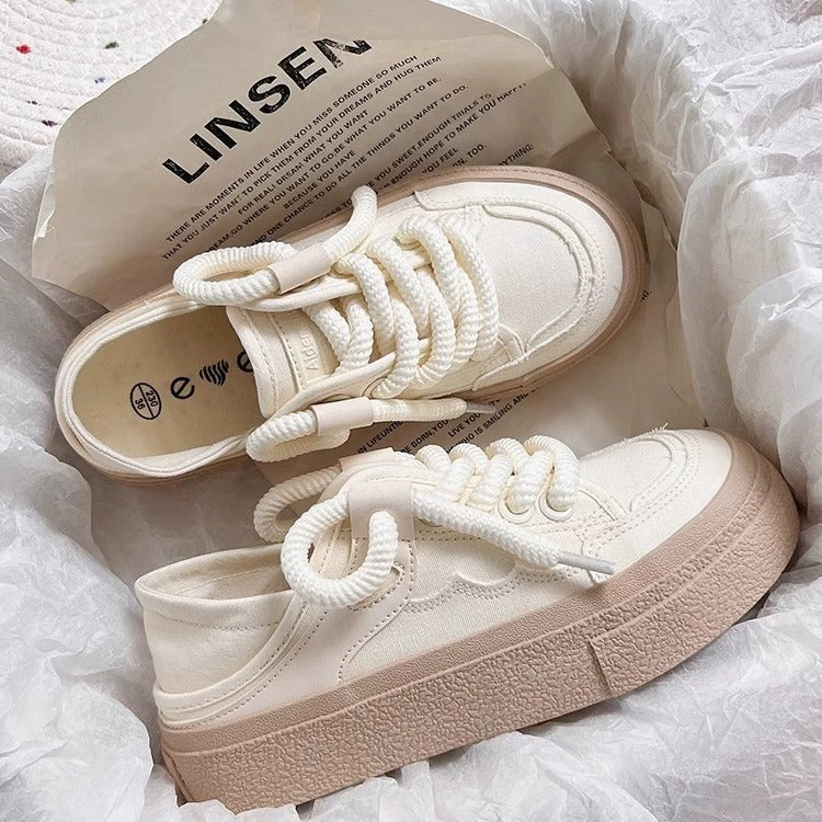 Platform Canvas White Shoes Casual Sports