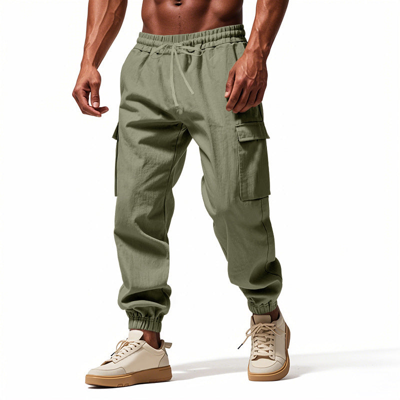 Loose Multi-pocket Workwear Ankle Banded Slacks