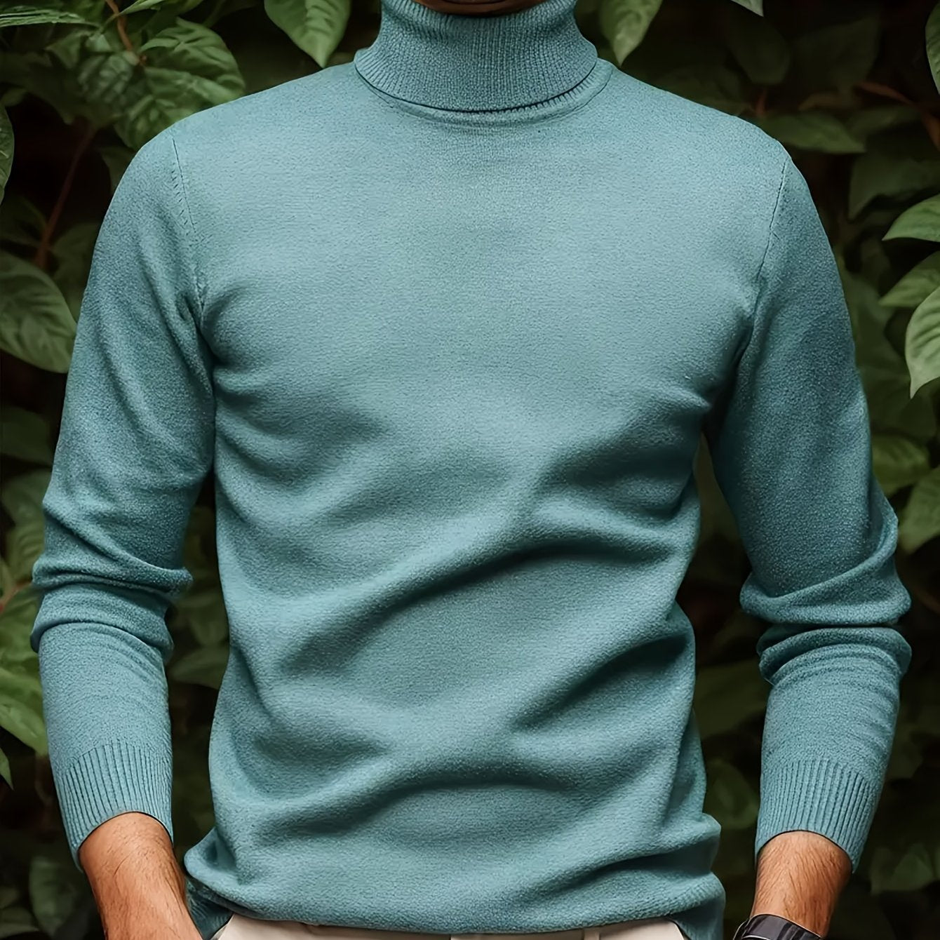 Men's Solid Color Versatile Soft Viscose Turtleneck Sweater