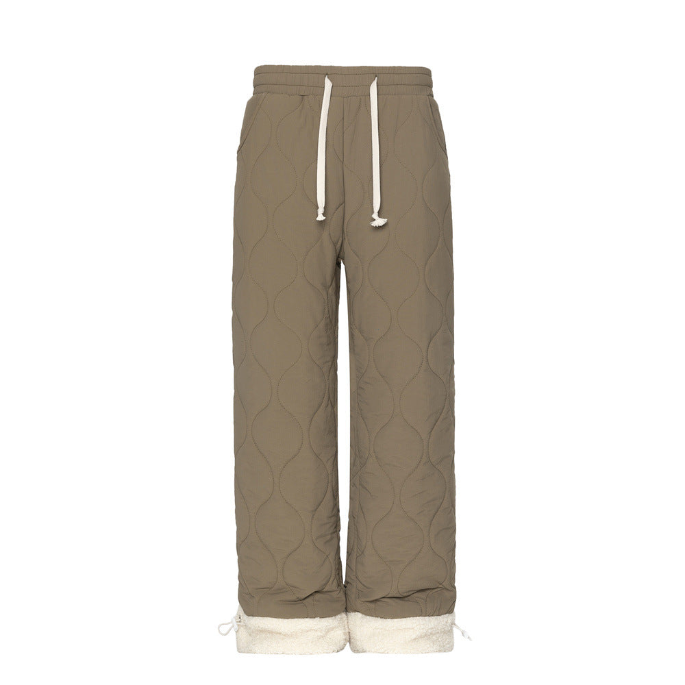 Men's Color Matching Trousers Drawstring Casual Pants
