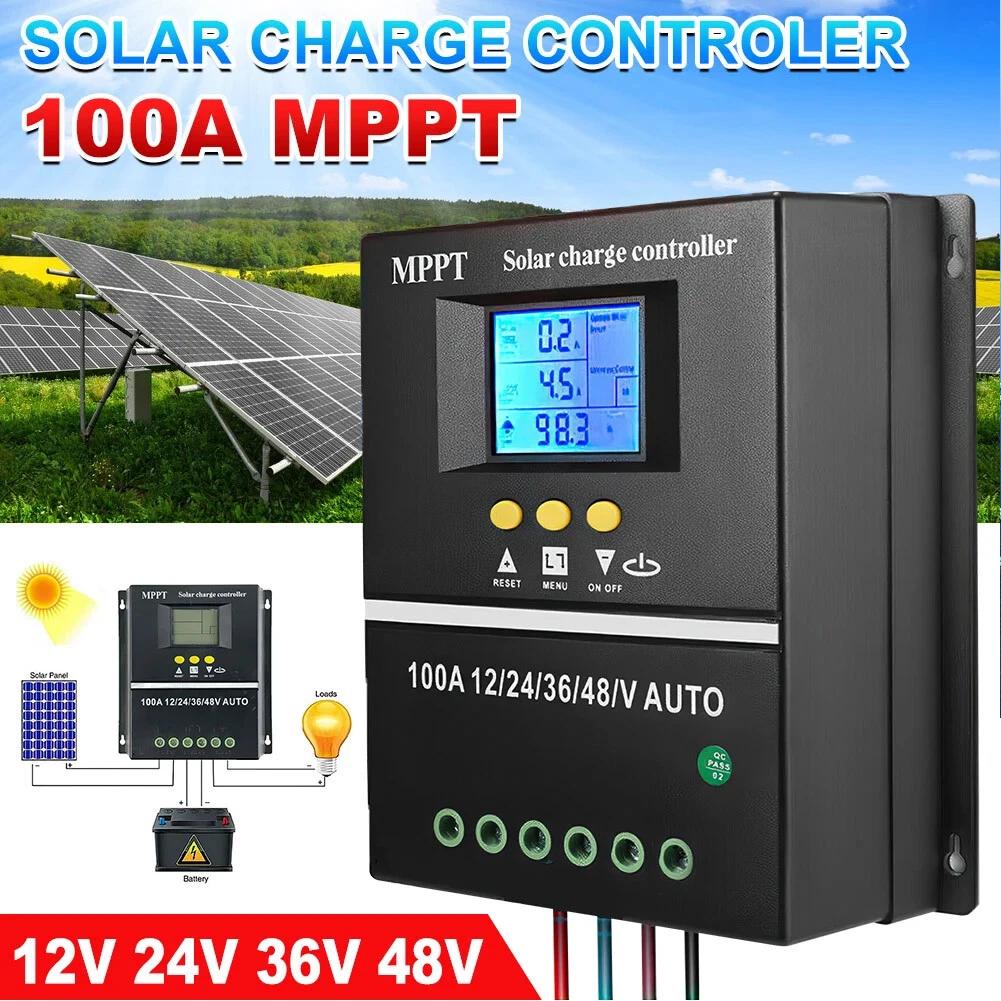 Support pan European shipping--100A MPPT Dual USB Solar Charge Controller 12V 24V 36V 48V Solar Panel Lead Acid Lithium Battery Regulator Stabilizer Charger