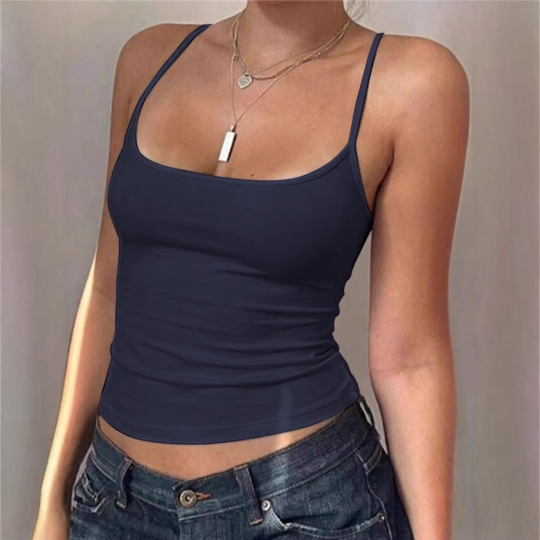 Women's Solid-Color Sassy Off-Shoulder Slim-Fit Camisole