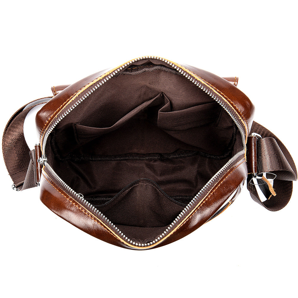 Men's Leather Messenger Bag Vintage Casual First Layer Cowhide
