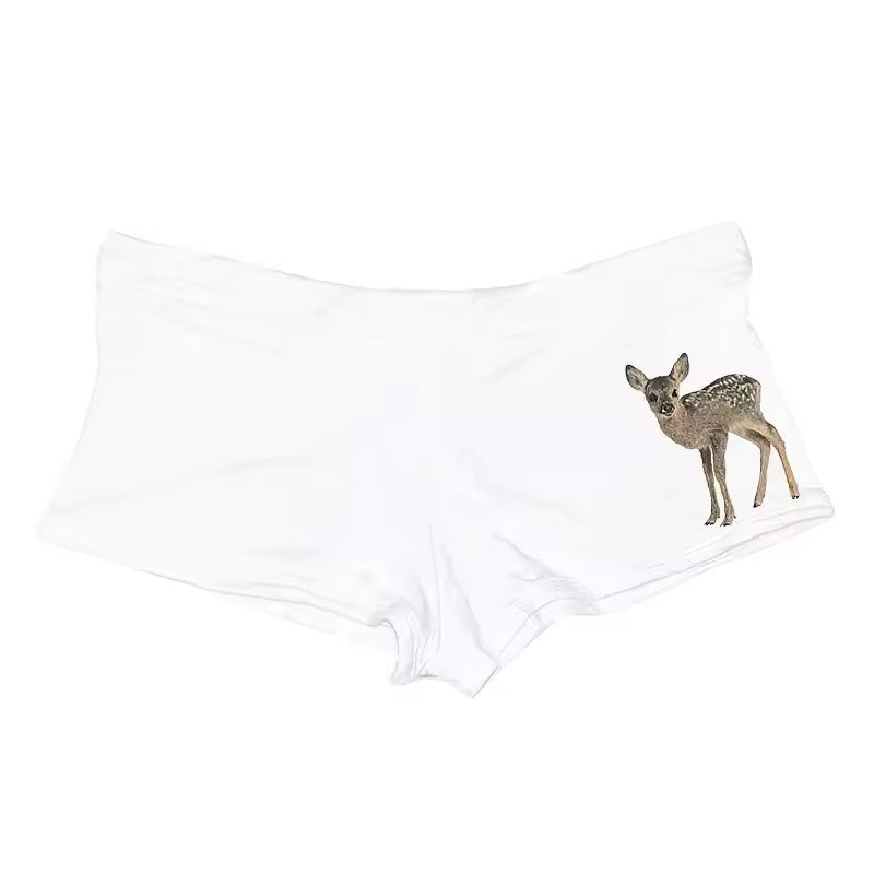 Women's Retro Easy Matching Deer Printed Lace Top Shorts