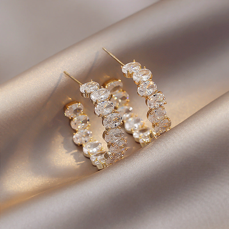 Silver Needle European And American Vintage Crumpled Resin Geometric Earrings