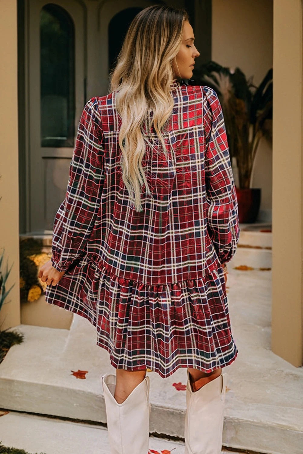 Women's Leisure Pullover Printed Plaid Dress