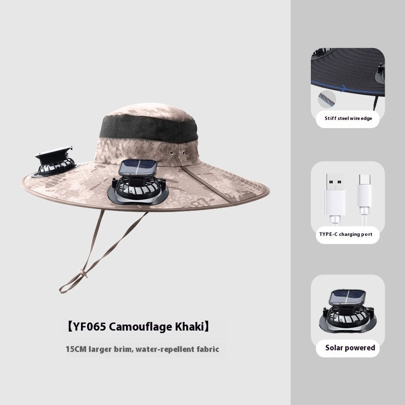Solar Sunshade Cap With Fan Men's Outdoor Mountaineering Fishing Hat