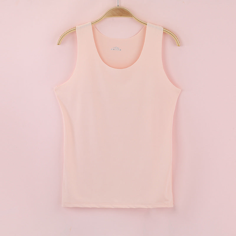 Traceless Vest Women's Summer Milk Silk Round Neck Bottoming Shirt