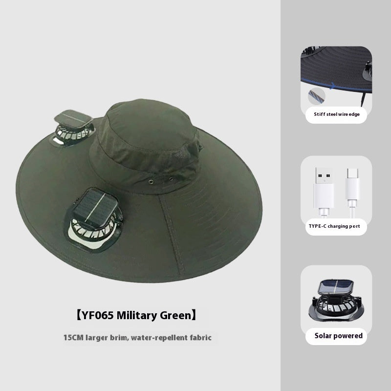 Solar Sunshade Cap With Fan Men's Outdoor Mountaineering Fishing Hat