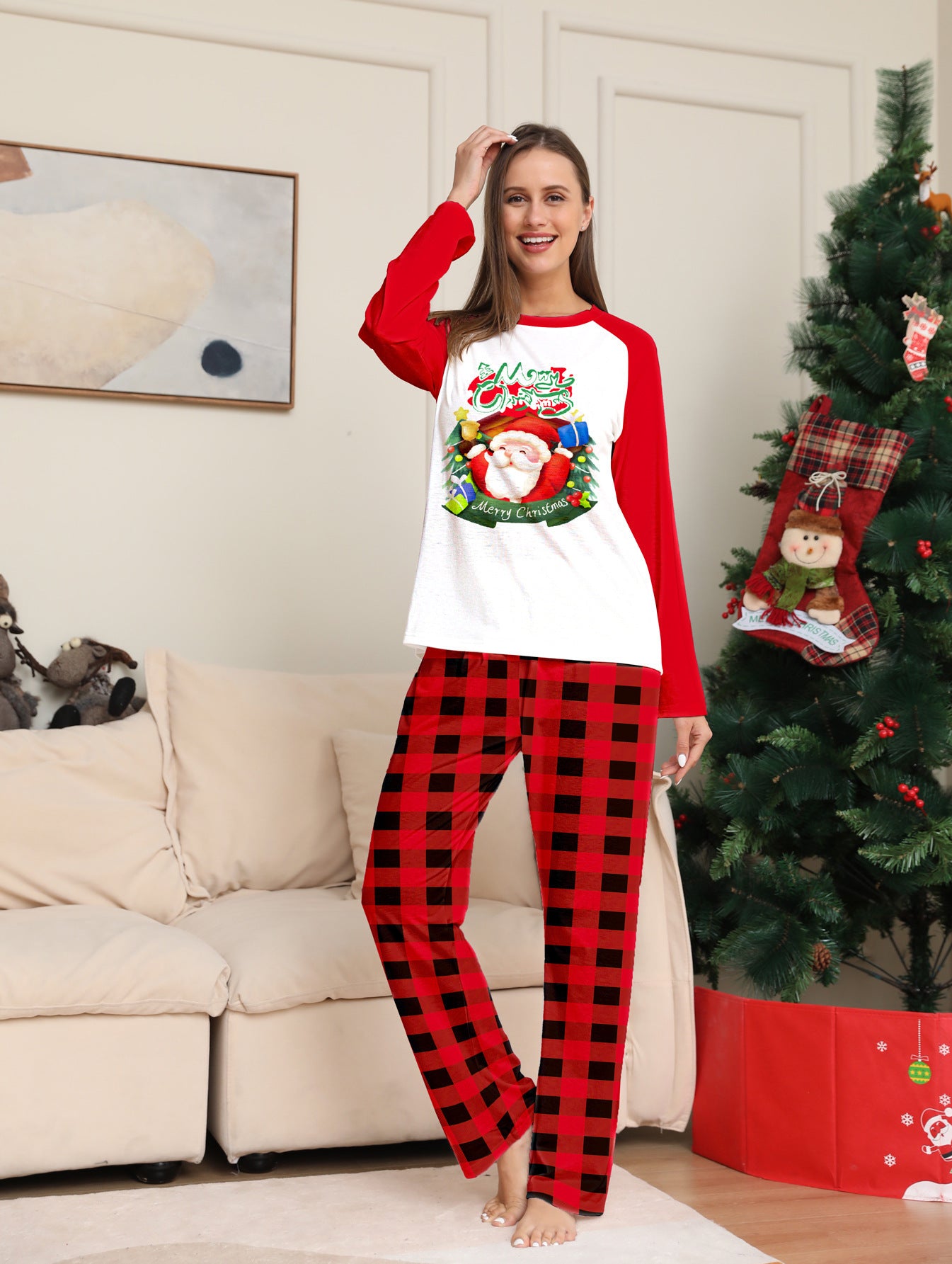 Cartoon Plaid Printed Long Sleeve Holiday Suit