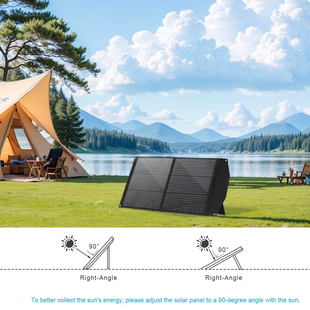 Portable Solar Panel  Watt Foldable Solar Panel Charger For Power Station, USB DC Devices 18V Output10 Connectors  High Efficiency IP68 Waterproof For Camping Outdoor RV Cloudy