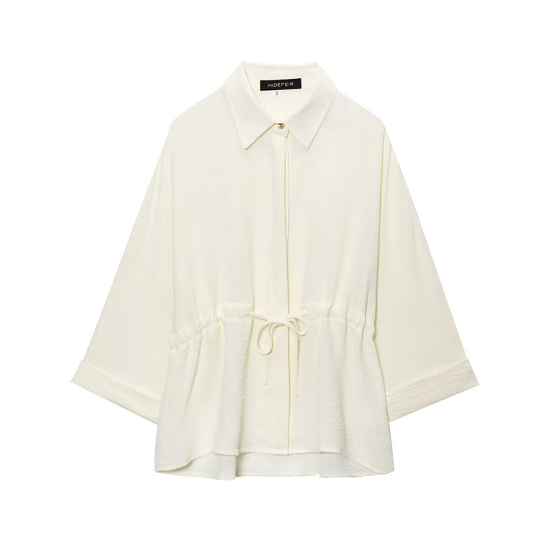 Spring New European And American Style Design Sense Shirt And Wide-leg Pants Temperament Suit