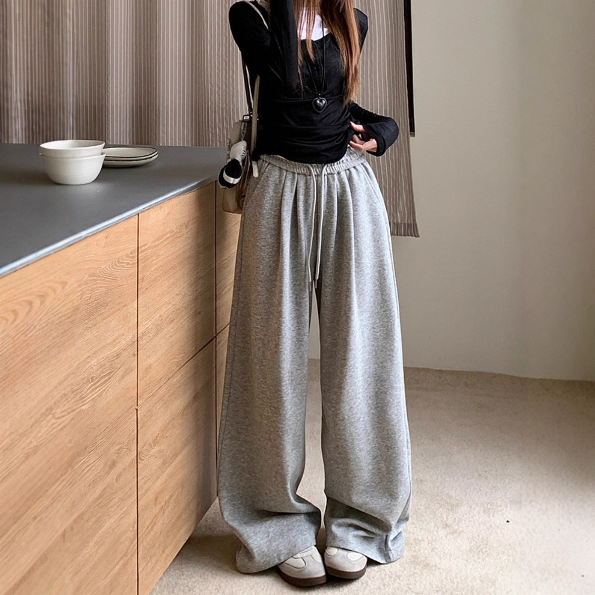 Idle Style Gray Casual Pants Autumn Sweatpants
