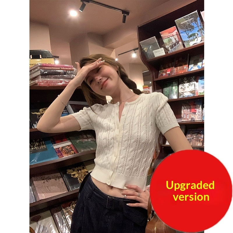 Korean-style Casual Slimming Short-sleeve Knit Top For Women