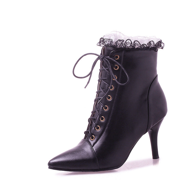 European And American Autumn And Winter Pointed-toe Stiletto Women's Martin Boots