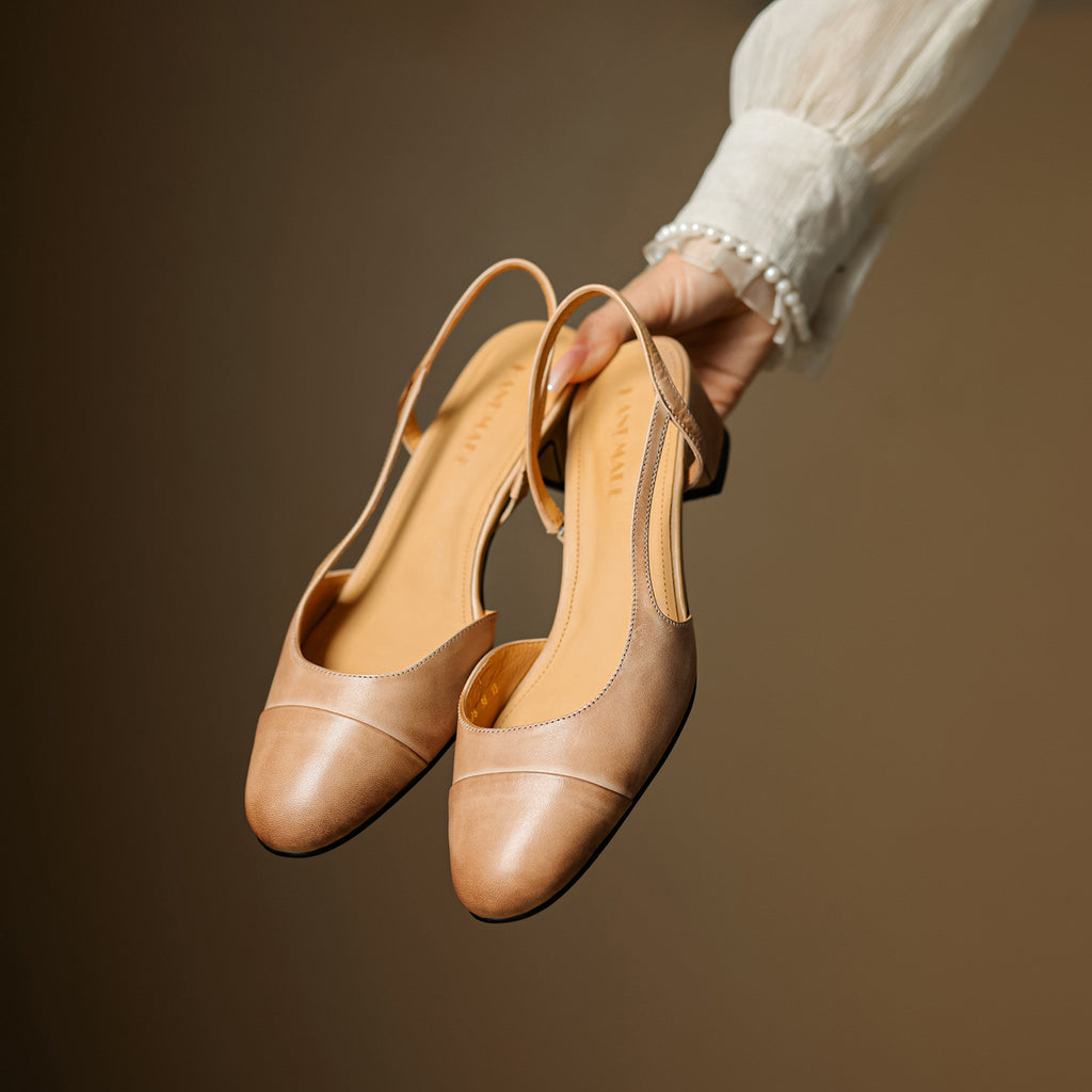 French Retro Back Empty Word With Toe Box Roman Sandals