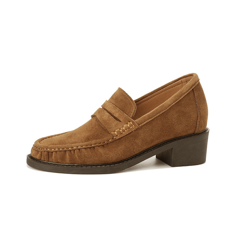 Vintage Crumpled Le Brown British Style Small Man Shoes With Hidden Heels