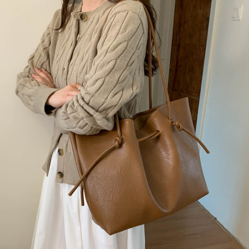 Retro Easy Matching Shoulder Commuter Tote Bag For Work