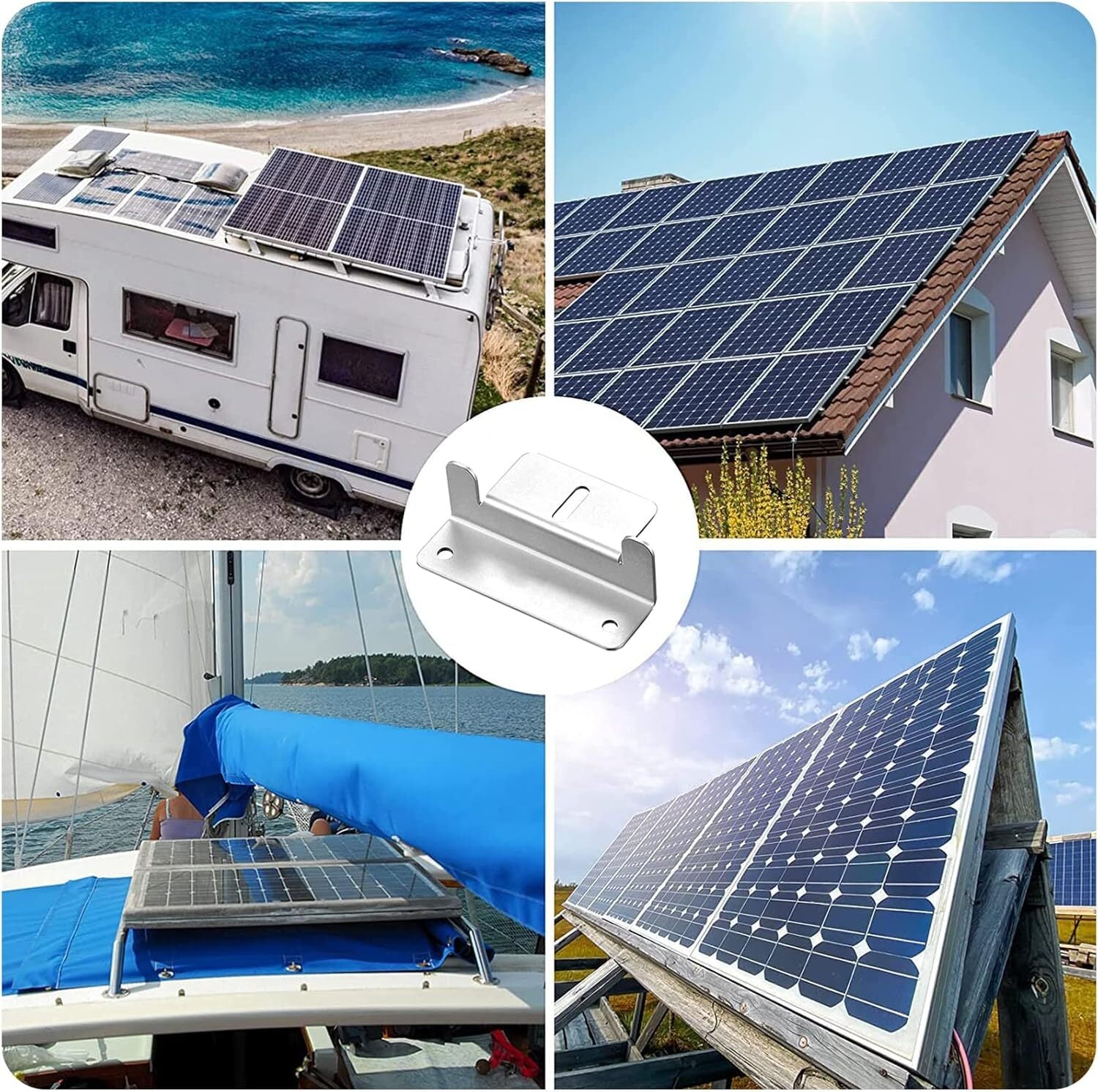 4 Pack Solar Panel Z Brackets Mounting  Stainless Fixings Caravan Roof Motorhome RV
