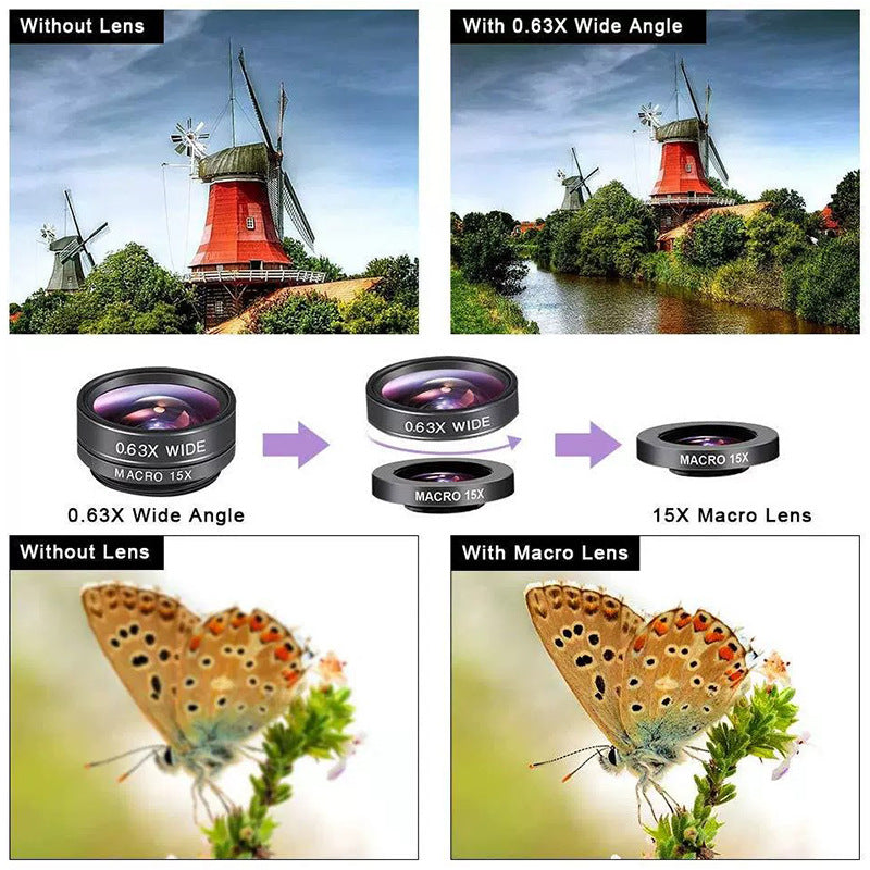 Wide-angle Macro Fisheye Lens Ten-in-one Suit External Camera Lens