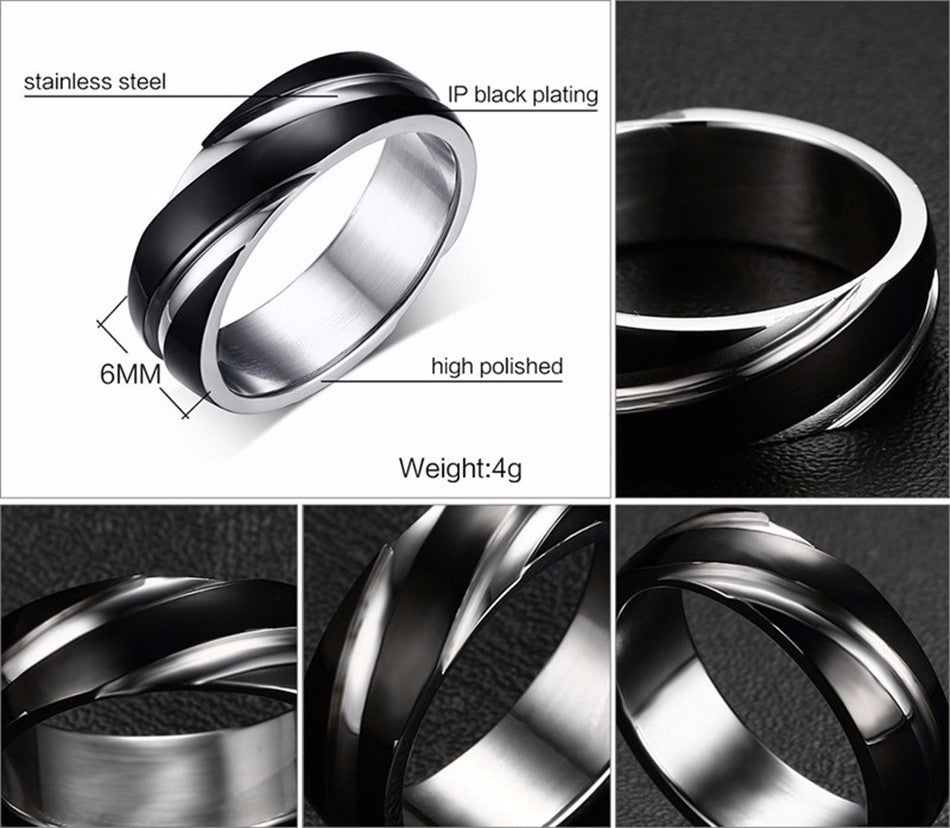 New Fashion Daily Wear Rings Top Quality Lead & Nickel Free Black Color Stainless Steel Men Party Rings