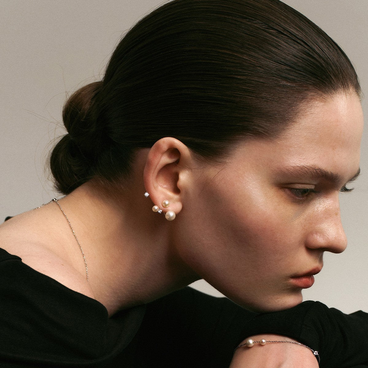 S925 Sterling Silver Starry Pearl Stud Earrings