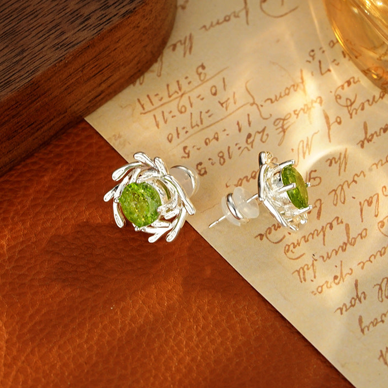 Retro Green Light Luxury All-match Fashion Simple Earrings