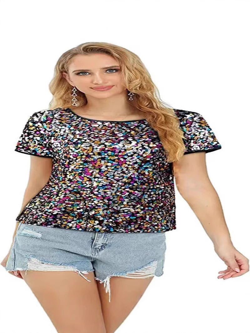 Crew-neck Fashionable Slim-fit Short-sleeve Casual Party Top