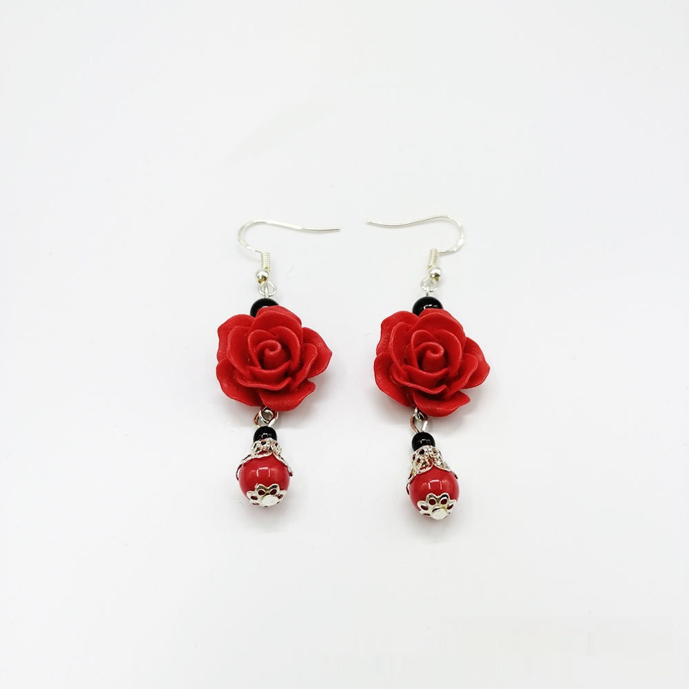 Year Of Birth Cinnabar Rose Pendant Necklace Women's Sweater Chain Short