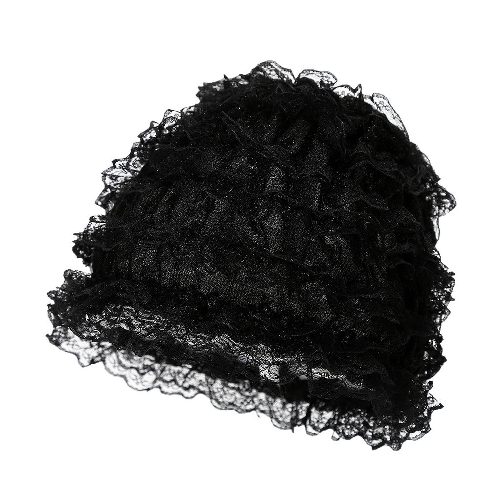 Female Solid Color Pongee Elastic Lace Bag Cap