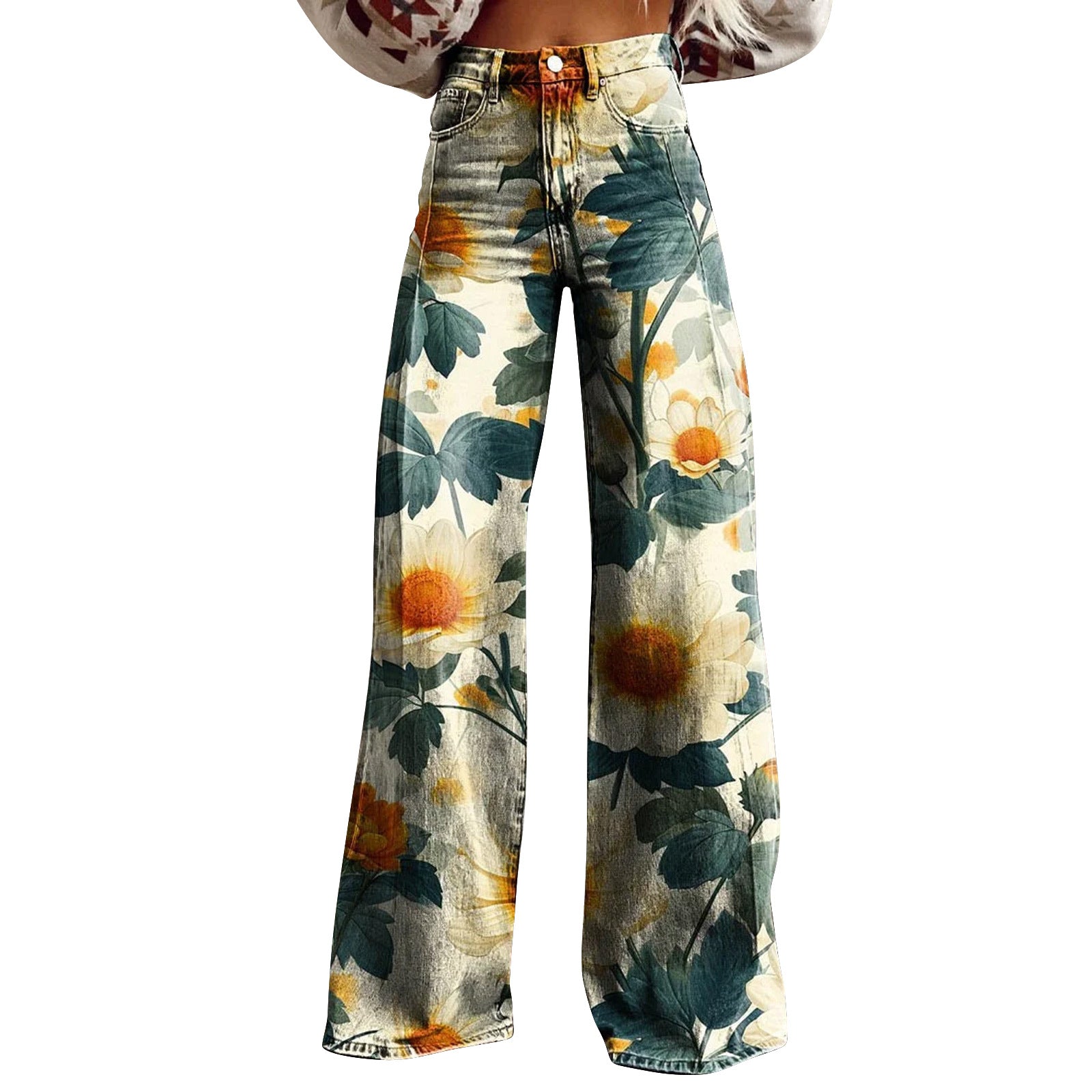 Trendy Flared Denim Jeans Made From Pure Cotton For Women