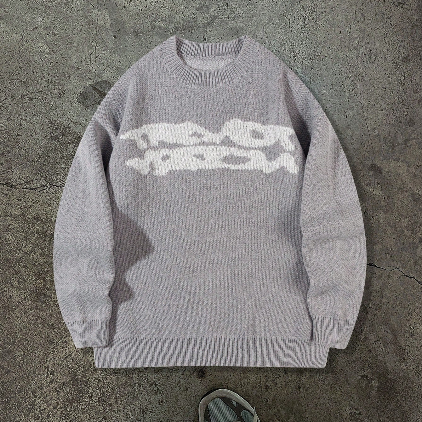 Loose Geometric Jacquard Pullover Knitted Sweater