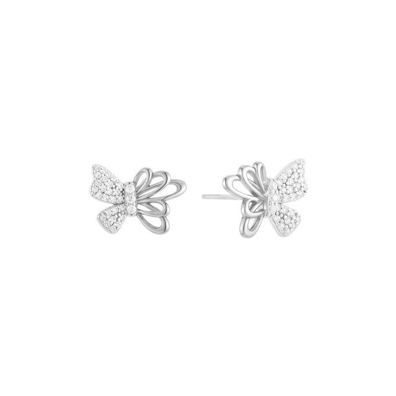 925 Silver Stud Earrings Butterfly Design Electroplating 14K