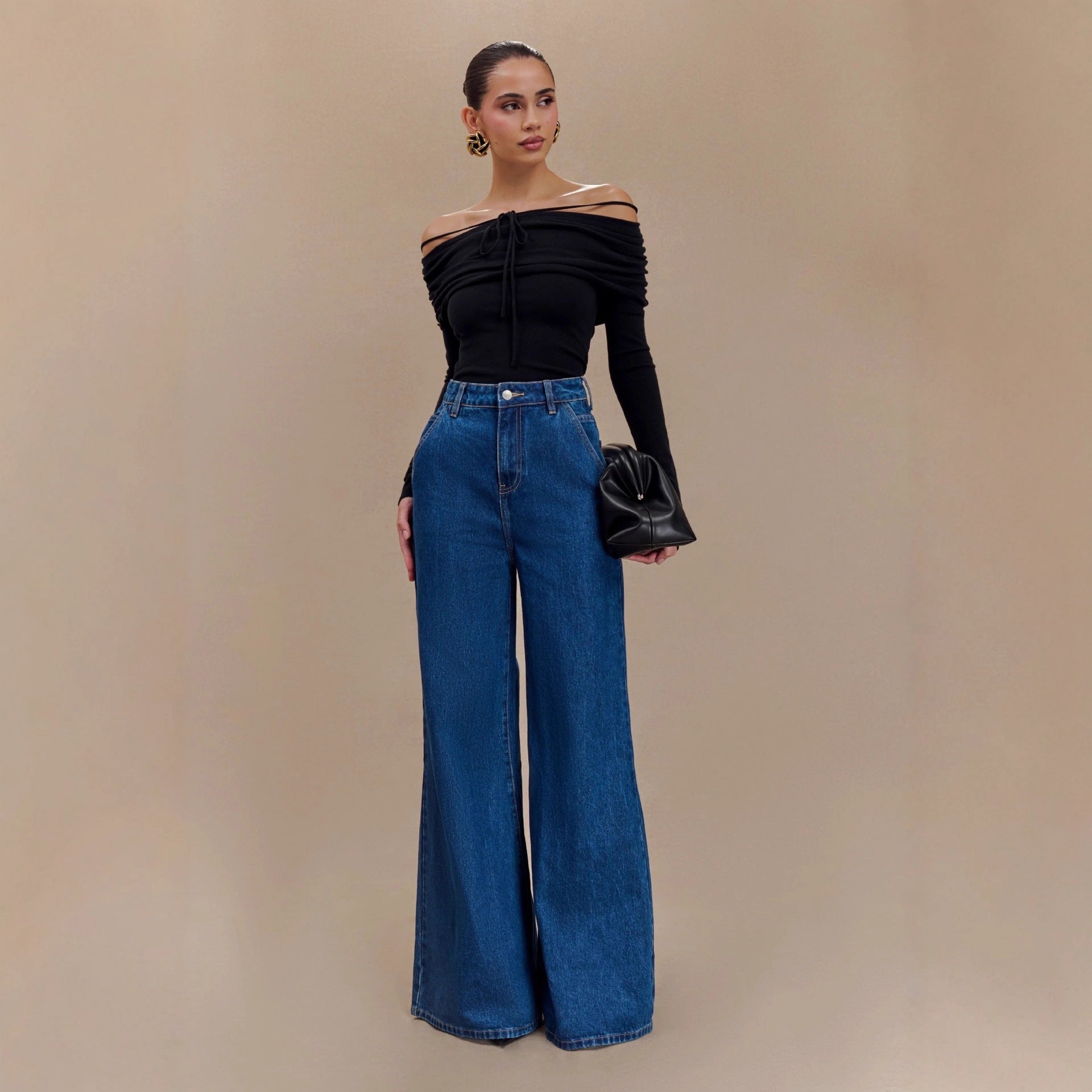 European And American Graceful And Fashionable Wide Leg Jeans Loose Ladies