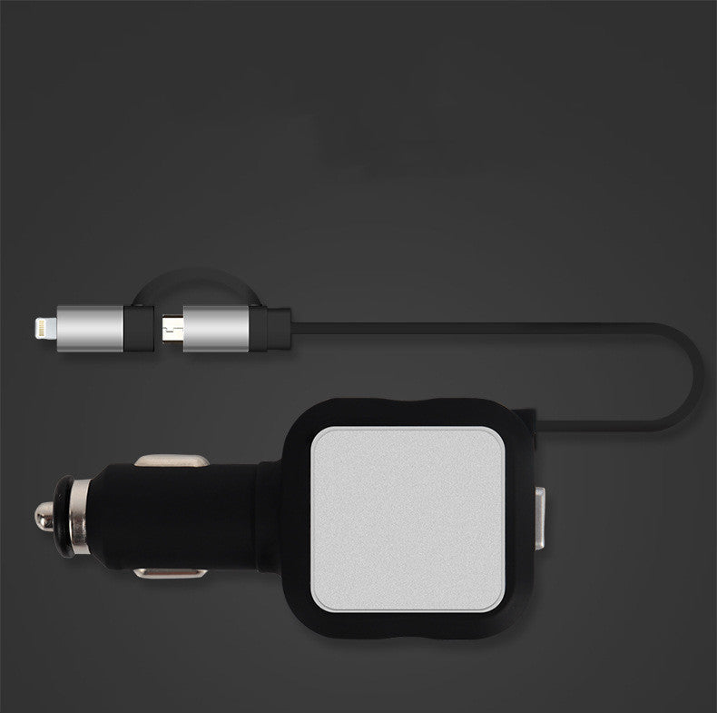 2 in 1 Dual USB  Retractable Car Charger