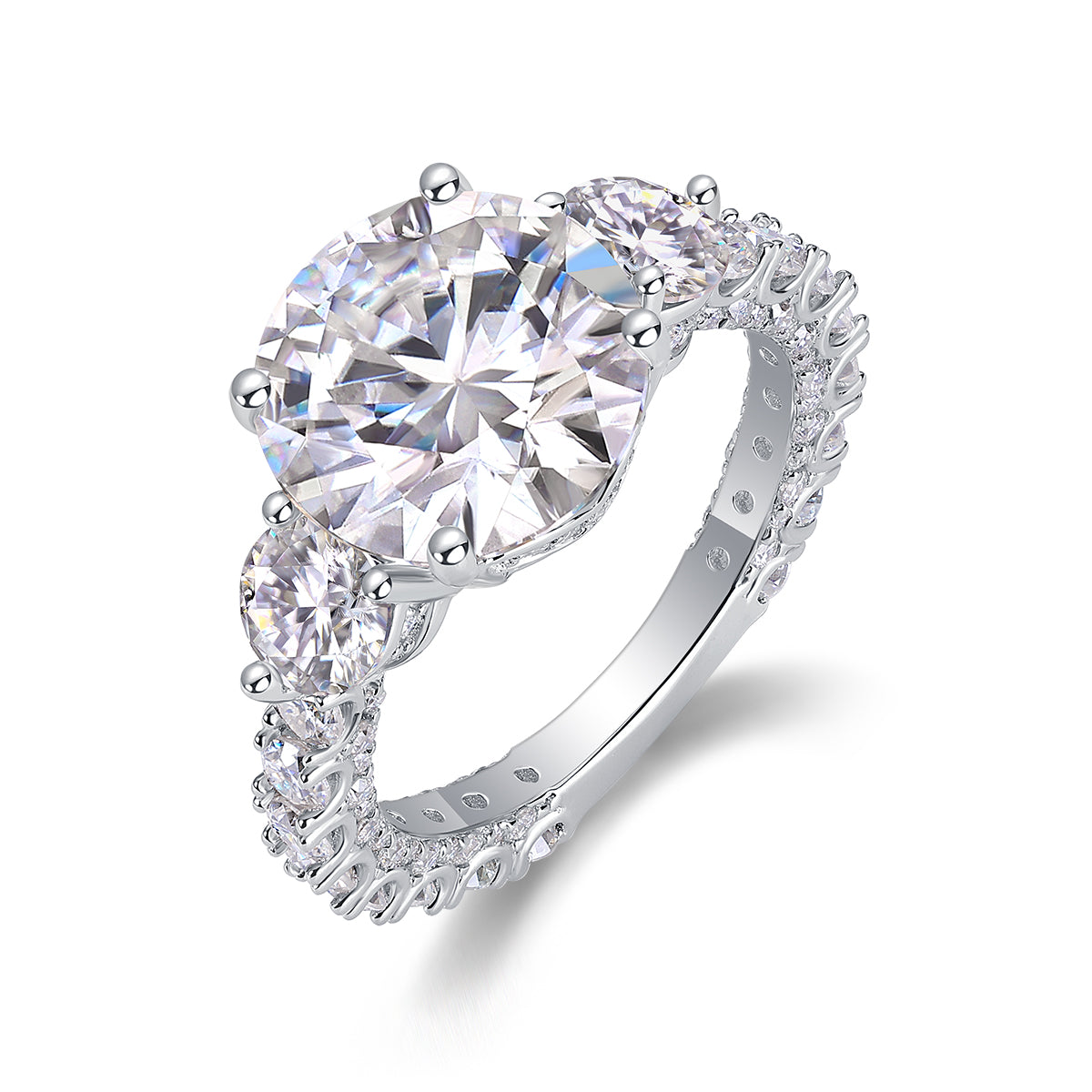 1Three-diamond Brilliance - A Fashionable And Luxurious Jewelry Piece Set With 5-carat Moissanite S925 Sterling Silver And Platinum-plated Diamond Prohibit TikTok sales