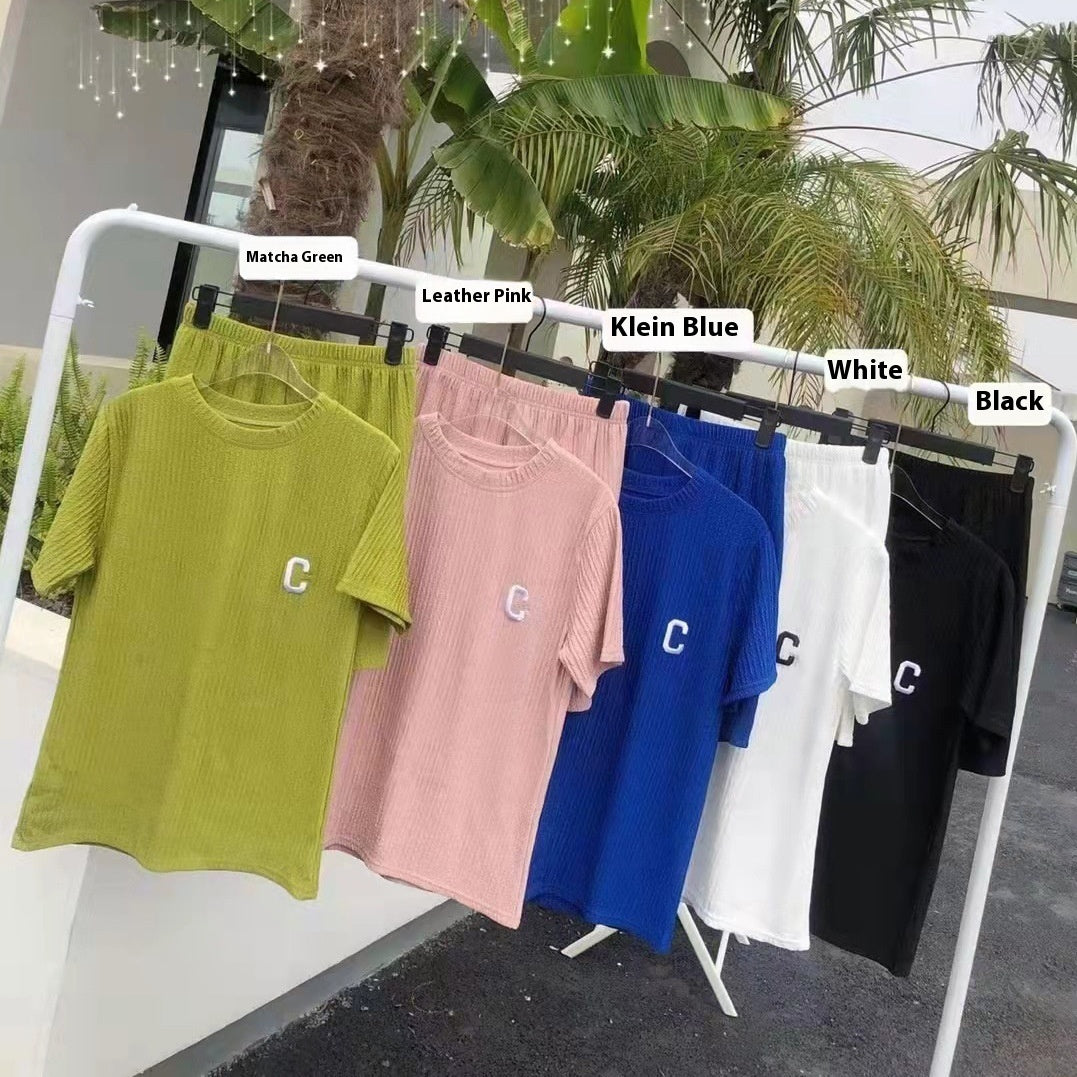 Short Sleeve Round Neck T-shirt Shorts Casual Pants Suit